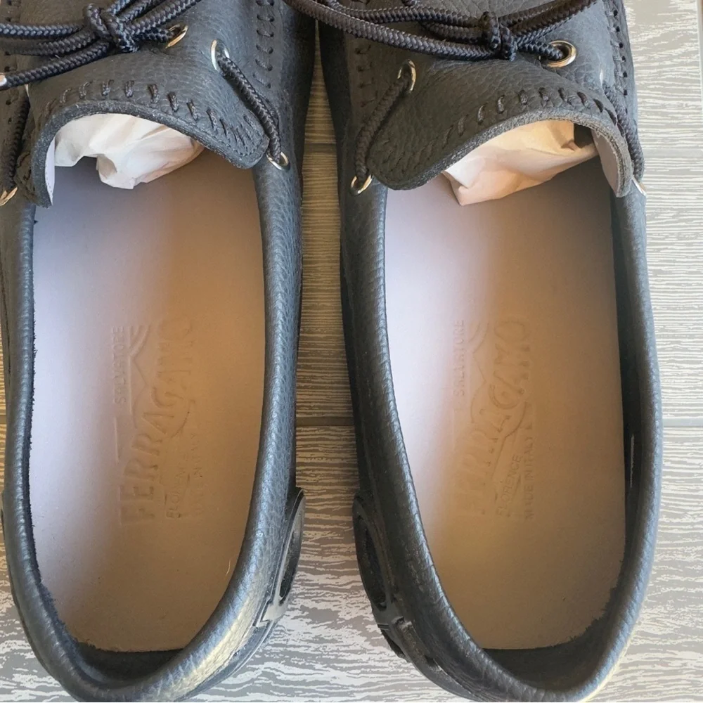 Salvatore Ferragamo Gancini Blue Leather Driving Loafers 8.5 Men’s